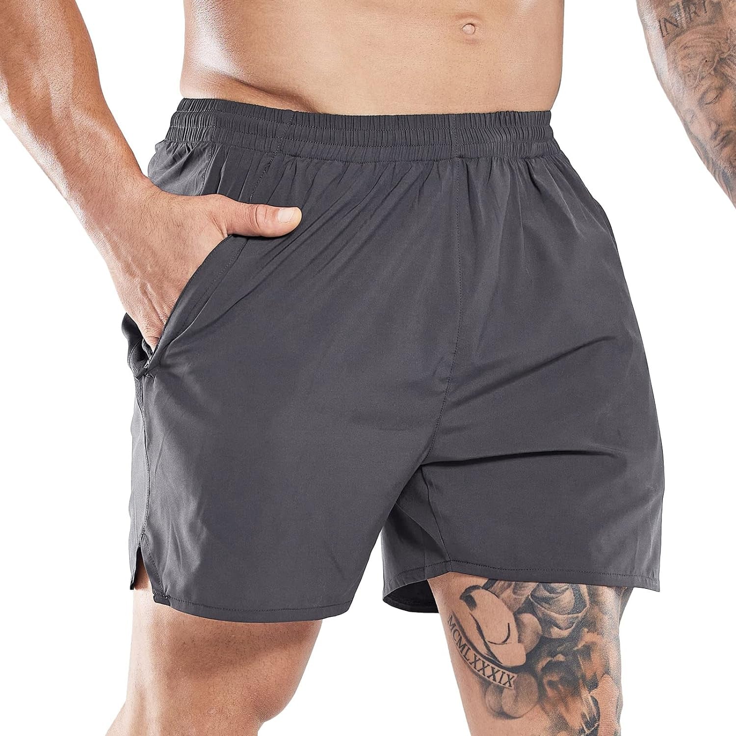 Men'S Workout Running Shorts Quick Dry Active 5 Inches Shorts with Pockets, Lightweight, Breathable