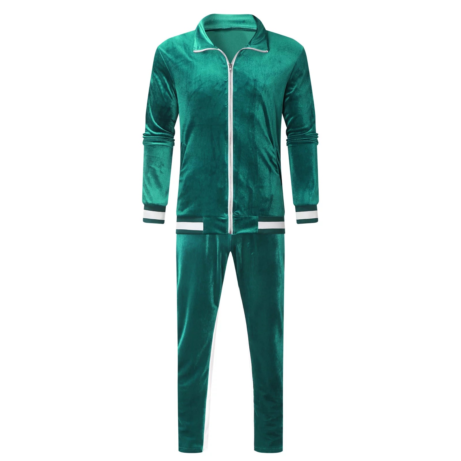 Men'S Athletic Running Tracksuit Set Casual Full Zip Jogging Sweat Suits Sports Jacket Trouser 2 Piece Outfits