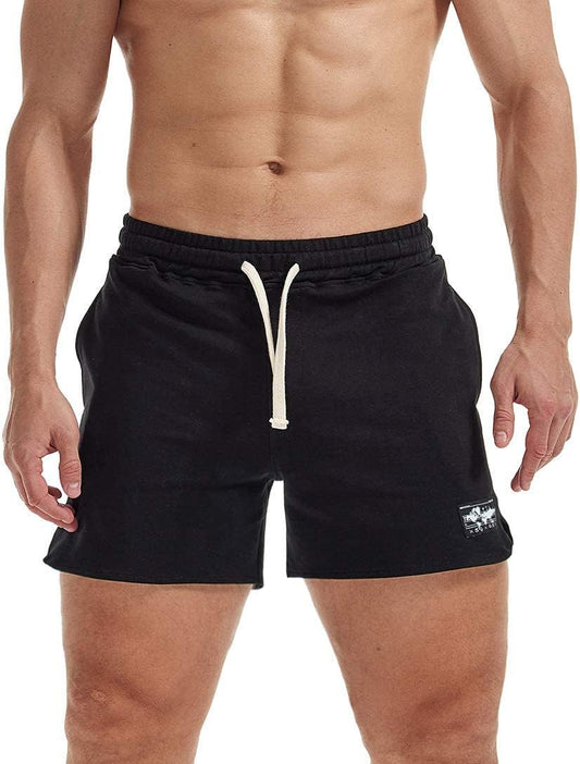 Men'S Athletic Shorts Bodybuilding Workout Cotton Gym Shorts with Pockets